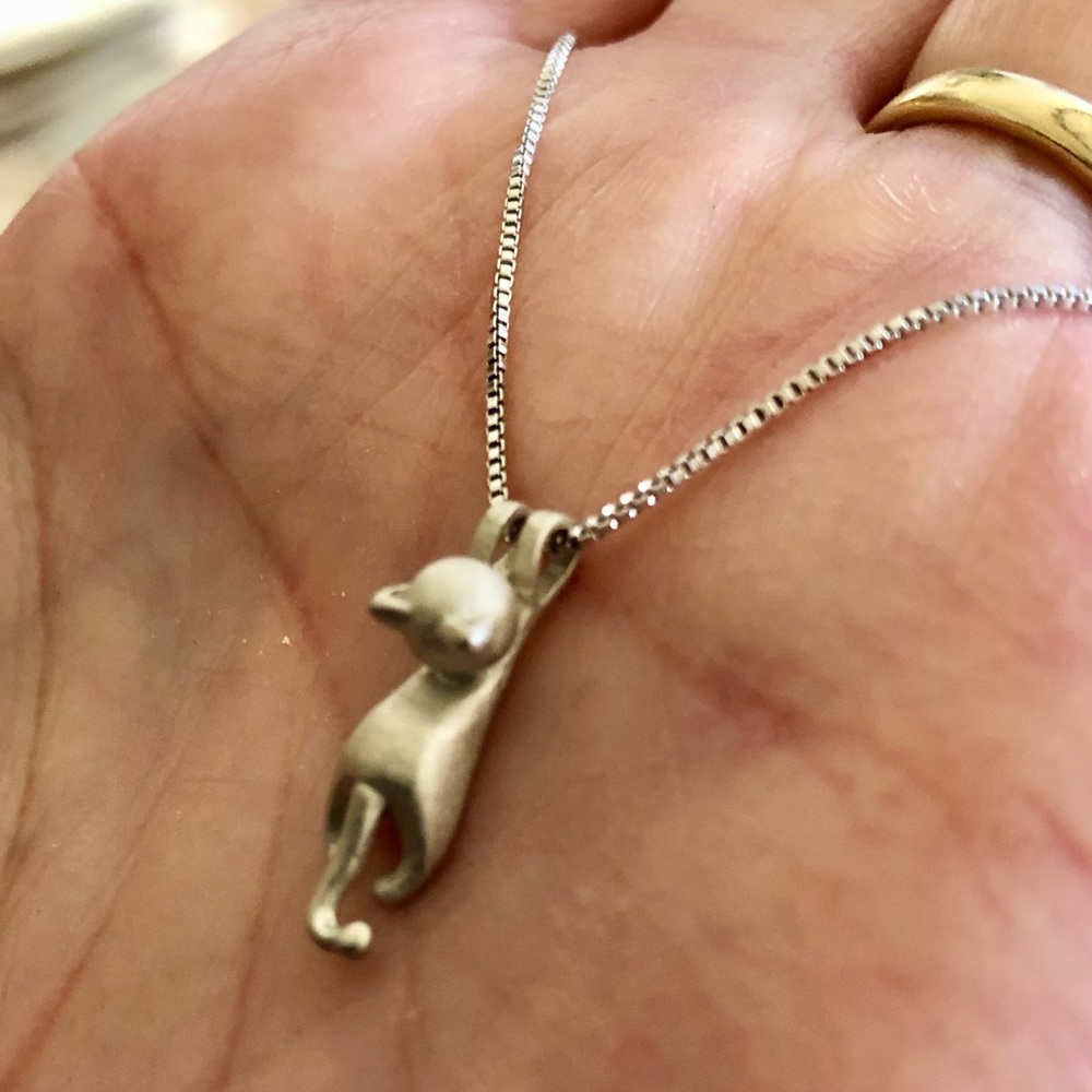 925 Sterling Silver Kitty Cat Necklace New